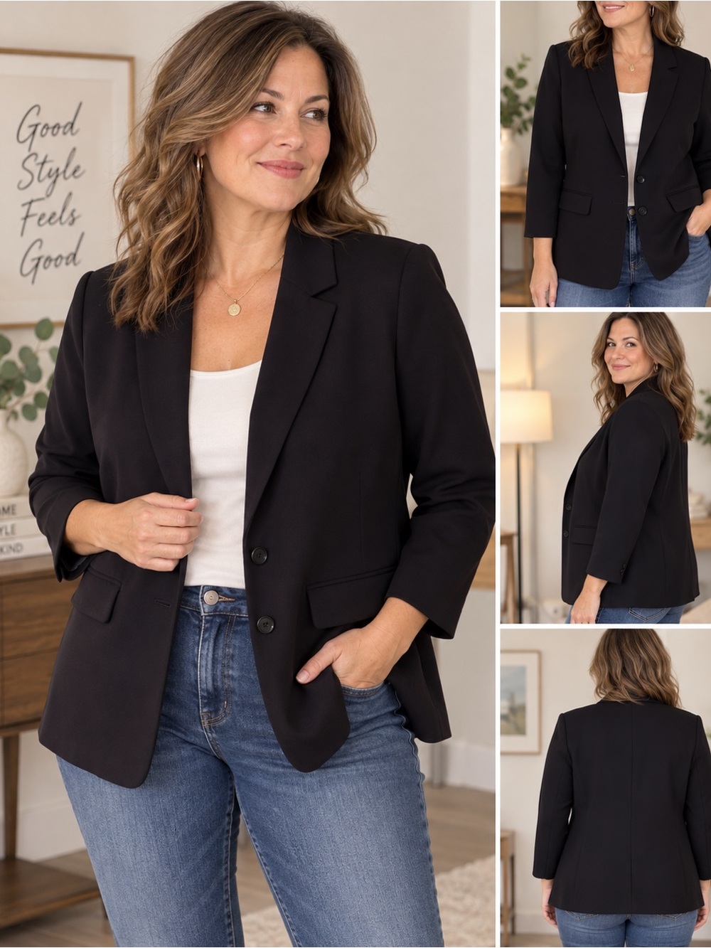 Old Navy Women’s Dark Black Single-Breasted Blazer
